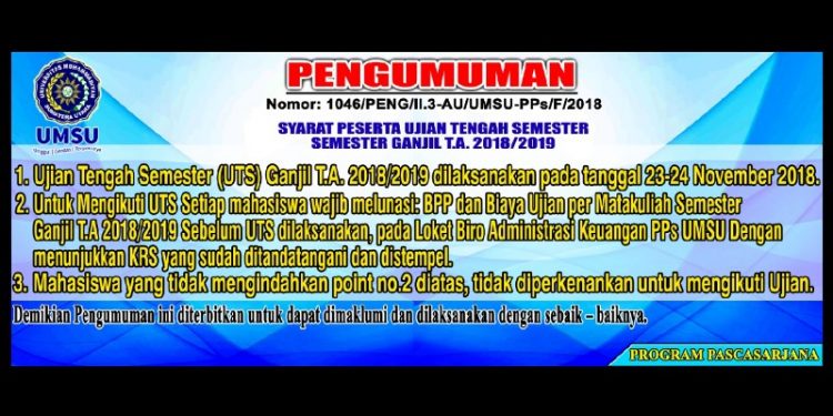 Syarat Ujian Tengah Semester Ganjil T.A. 2018/2019
