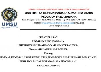 Surat Edaran Tentang: Seminar Proposal, Proses Penelitian, Bimbingan, Seminar Hasil dan Sidang Tesis Secara Daring Pada Masa Pencegahan Pandemi Covid-19