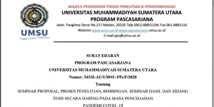 Surat Edaran Tentang: Seminar Proposal, Proses Penelitian, Bimbingan, Seminar Hasil dan Sidang Tesis Secara Daring Pada Masa Pencegahan Pandemi Covid-19